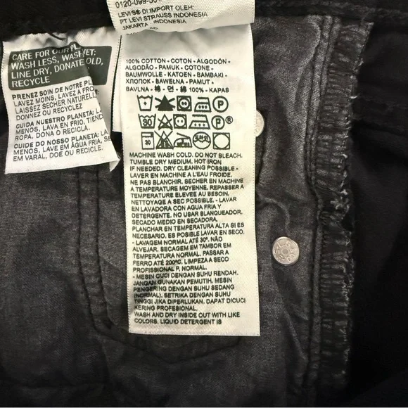 Levi's 501 S Skinny Premium Black 100% Cotton Jeans Size 25 x 28 - Picture 4 of 10